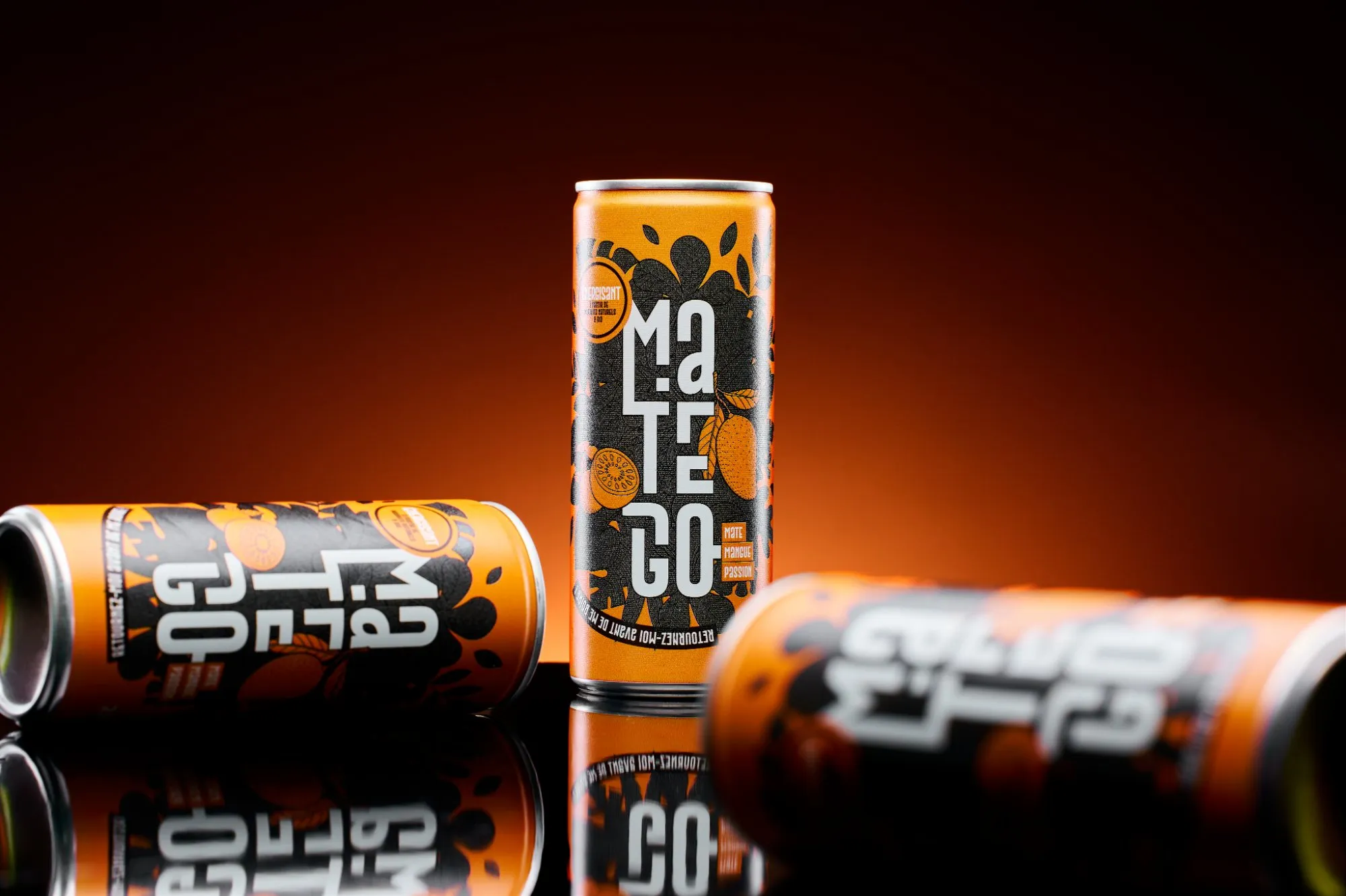 Canette MATEGO saveur Mangue · Passion — boisson énergisante naturelle à base de maté bio