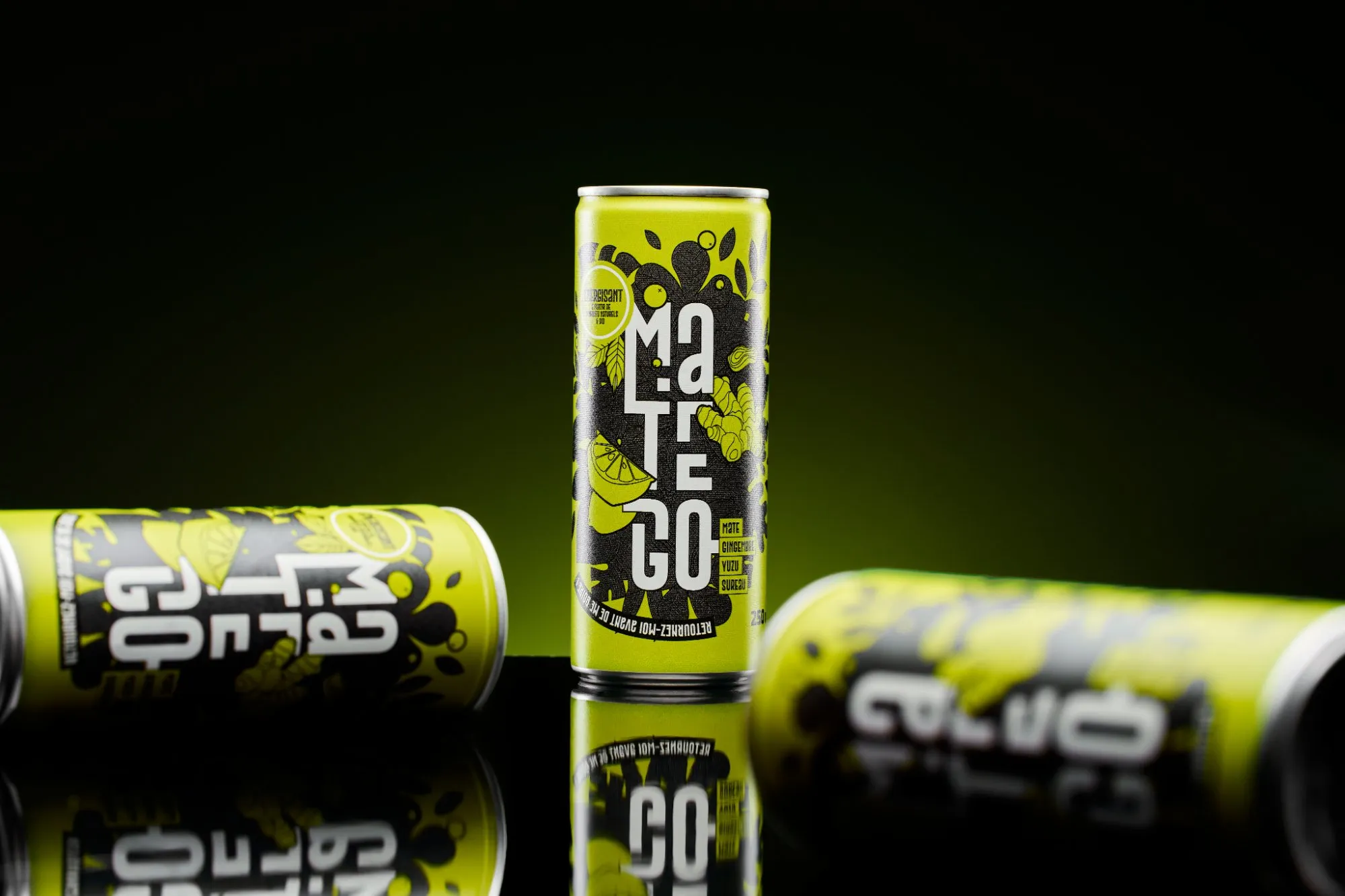 Canette MATEGO saveur Gingembre · Yuzu · Sureau — boisson énergisante naturelle à base de maté bio